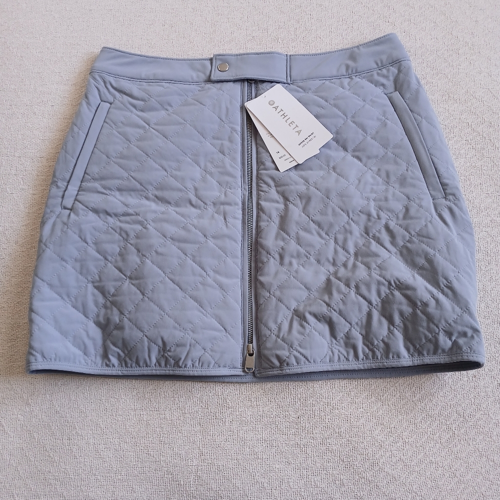 athleta ♡ apres ski skirt gray 14 gorpcore granola cabin winter quilted packable